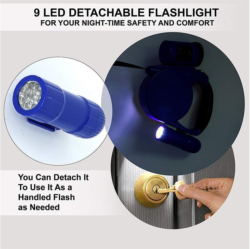 Nightwalk Led Light, Waste Bag Dispenser Retractable Dog Leash