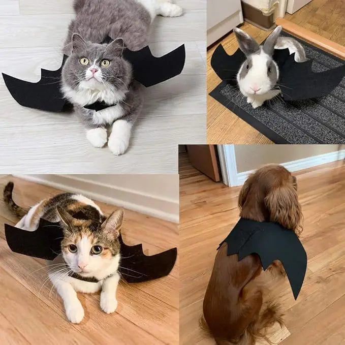 Cat Halloween Costume Bat Wings Hat Necklace Pet Apparel Party Dress Up Accessories for Cat Small Dogs Puppy Kitty Kitten Suit