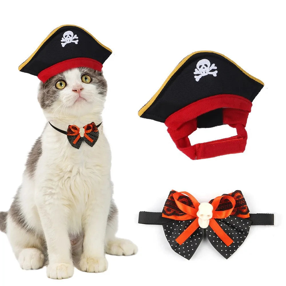 Cat Halloween Costume Bat Wings Hat Necklace Pet Apparel Party Dress Up Accessories for Cat Small Dogs Puppy Kitty Kitten Suit