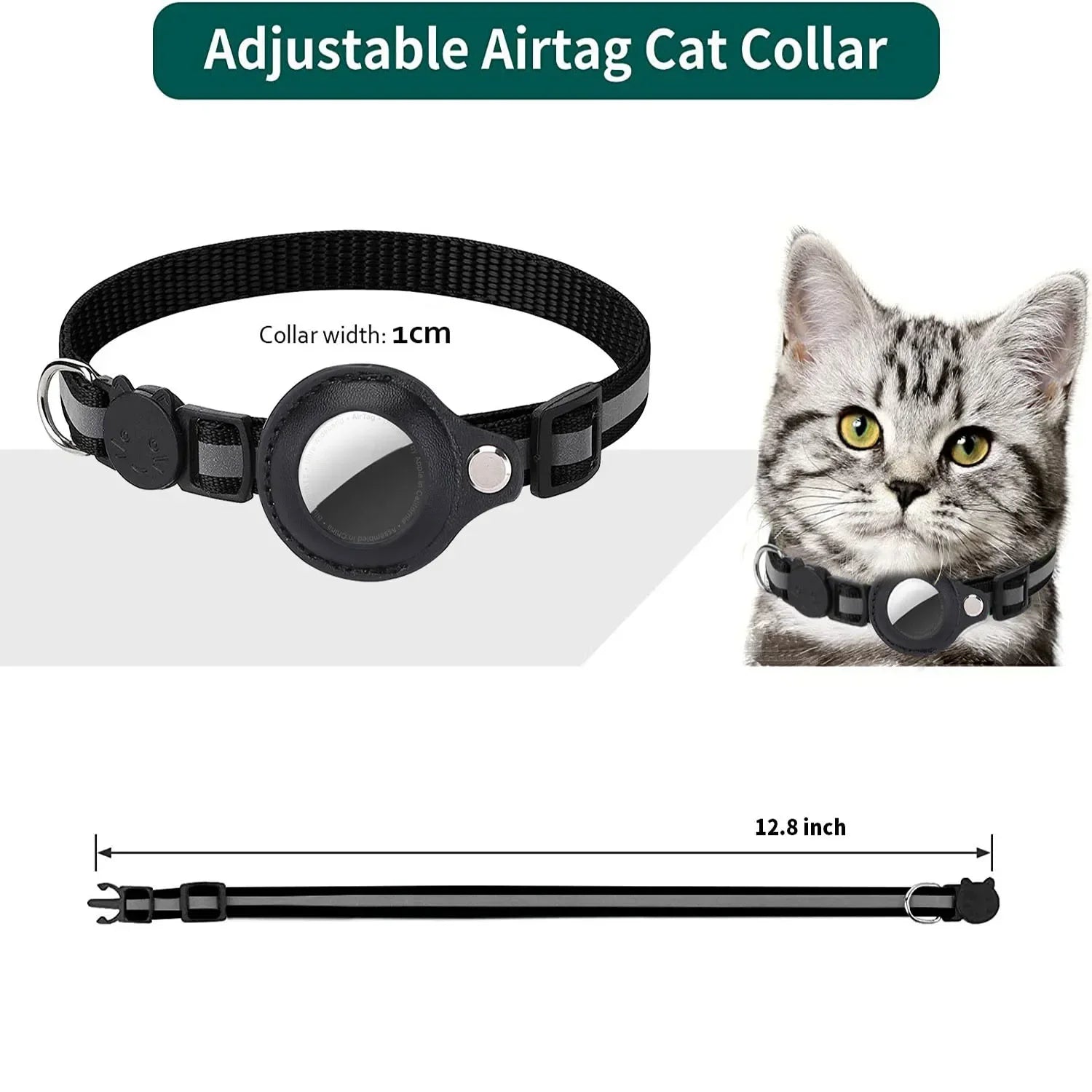 Cat Collar with Detachable AirTag Holder