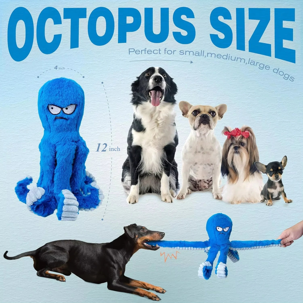 Stuffed Tough Dog Chew Toys Large Dog Toys to Keep Them Busy Interactive Squeaky Toys Tug of War Crinkle Puppy Dog Toy