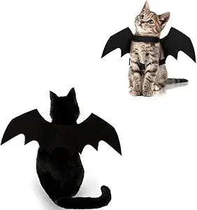 Cat Halloween Costume Bat Wings Hat Necklace Pet Apparel Party Dress Up Accessories for Cat Small Dogs Puppy Kitty Kitten Suit