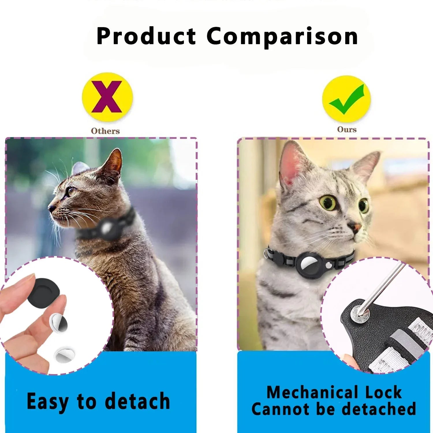 Cat Collar with Detachable AirTag Holder