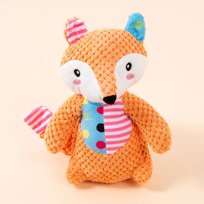 Dog Animal Themed Plush Cat Toy Squeaky Chew Sound Stuffed Interactive Molar Toys for Indoor Cats Puppy Kitten