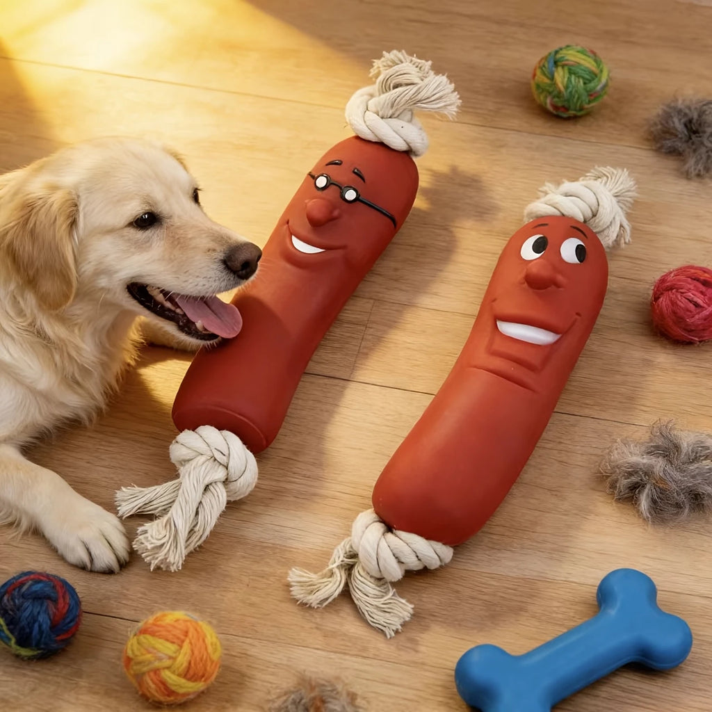 Dog Sausage Chew Toy - Bite-Resistant And Not Easy to Break, Interactive Training Teething Toy, Preferred Material, Dog Chew Toy
