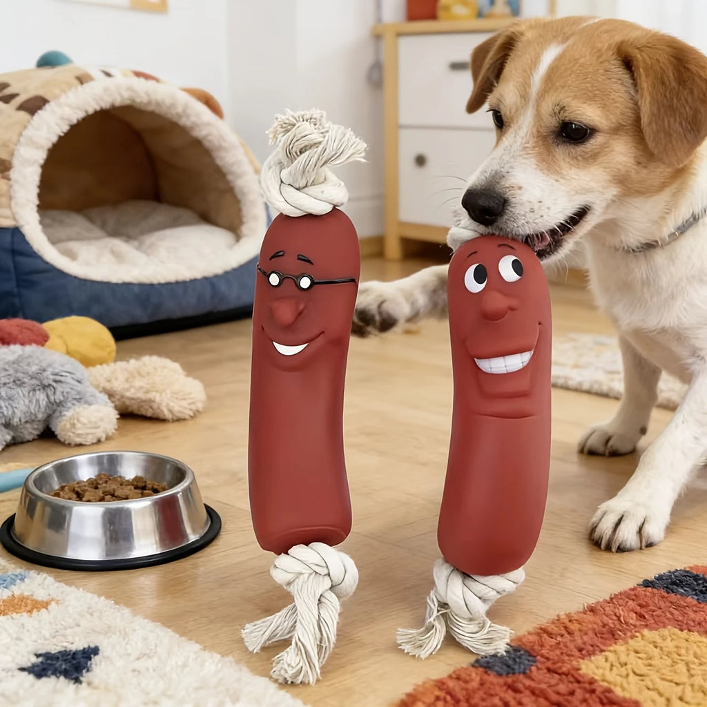 Dog Sausage Chew Toy - Bite-Resistant And Not Easy to Break, Interactive Training Teething Toy, Preferred Material, Dog Chew Toy