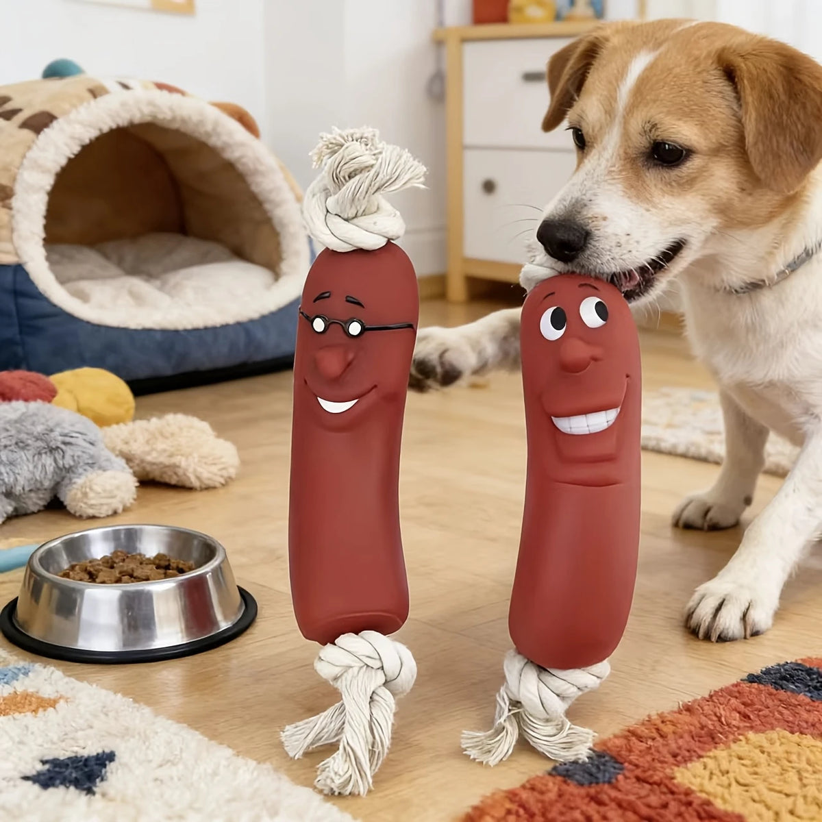 Dog Sausage Chew Toy - Bite-Resistant And Not Easy to Break, Interactive Training Teething Toy, Preferred Material, Dog Chew Toy