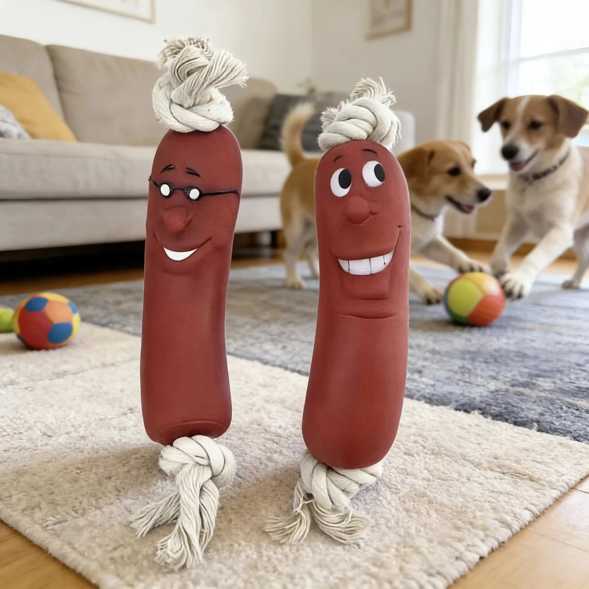 Dog Sausage Chew Toy - Bite-Resistant And Not Easy to Break, Interactive Training Teething Toy, Preferred Material, Dog Chew Toy