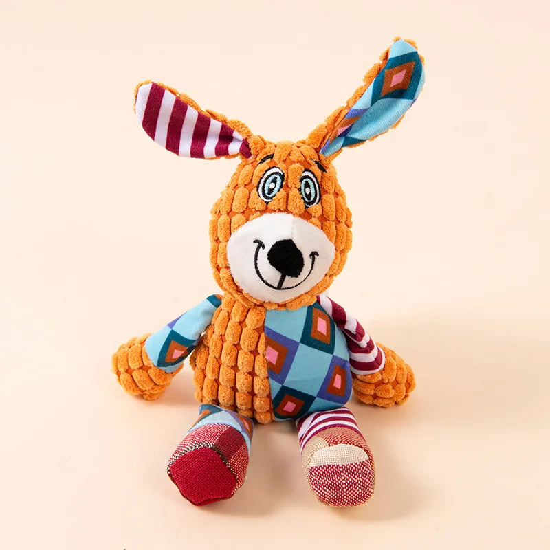 Dog Animal Themed Plush Cat Toy Squeaky Chew Sound Stuffed Interactive Molar Toys for Indoor Cats Puppy Kitten