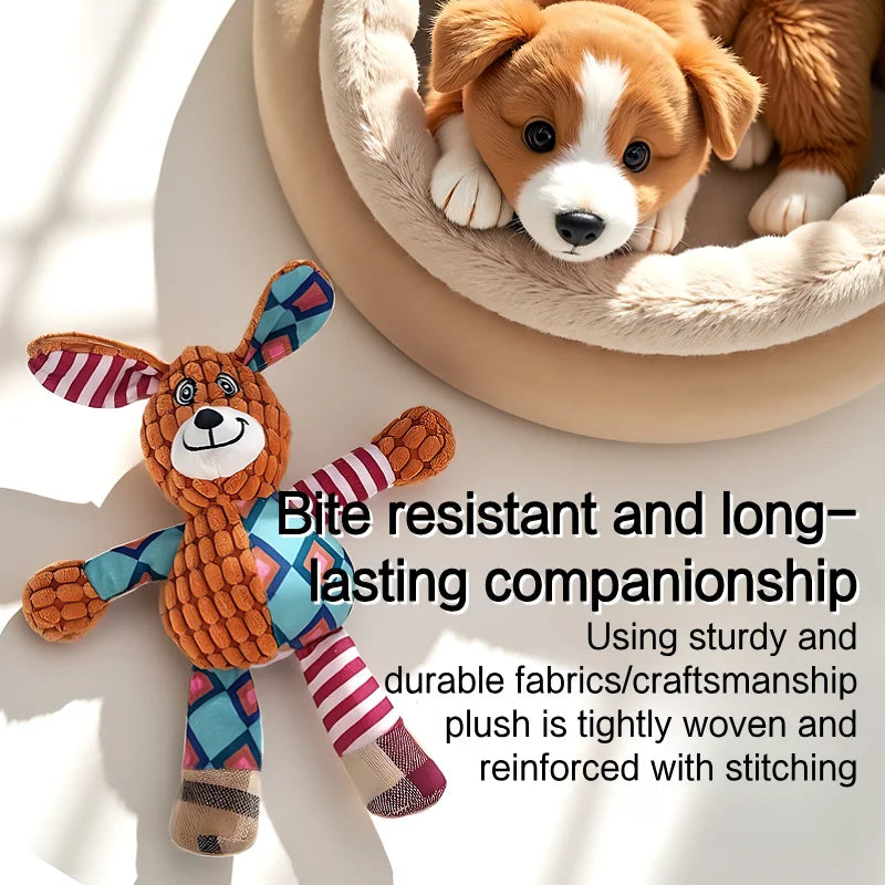 Dog Animal Themed Plush Cat Toy Squeaky Chew Sound Stuffed Interactive Molar Toys for Indoor Cats Puppy Kitten